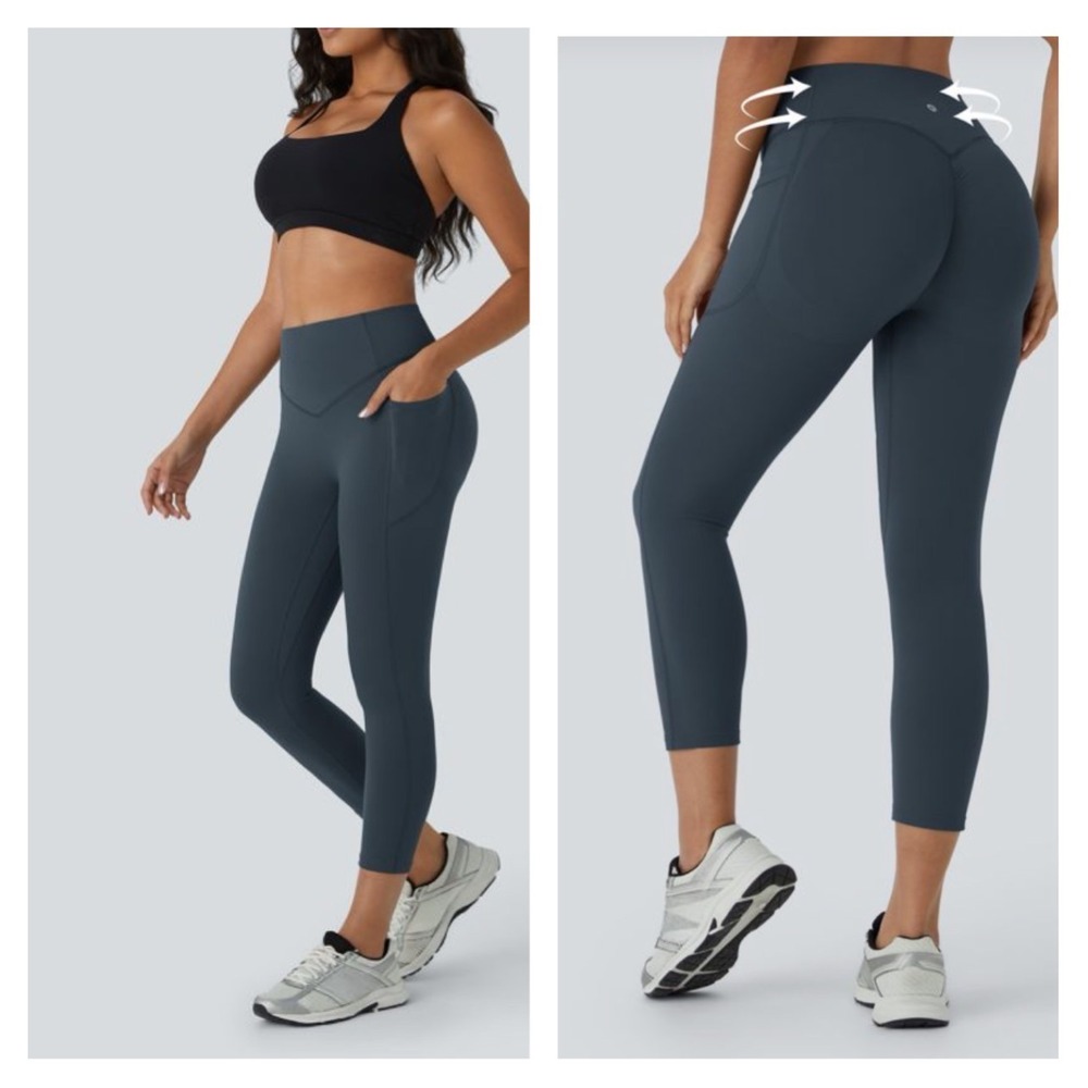 Halara UltraSculpt High Waist Small Capri Leggings Gray Compression Stretch Gym